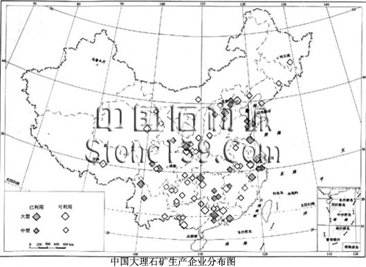 中國(guó)大理石分布及大理石生產(chǎn)企業(yè)圖