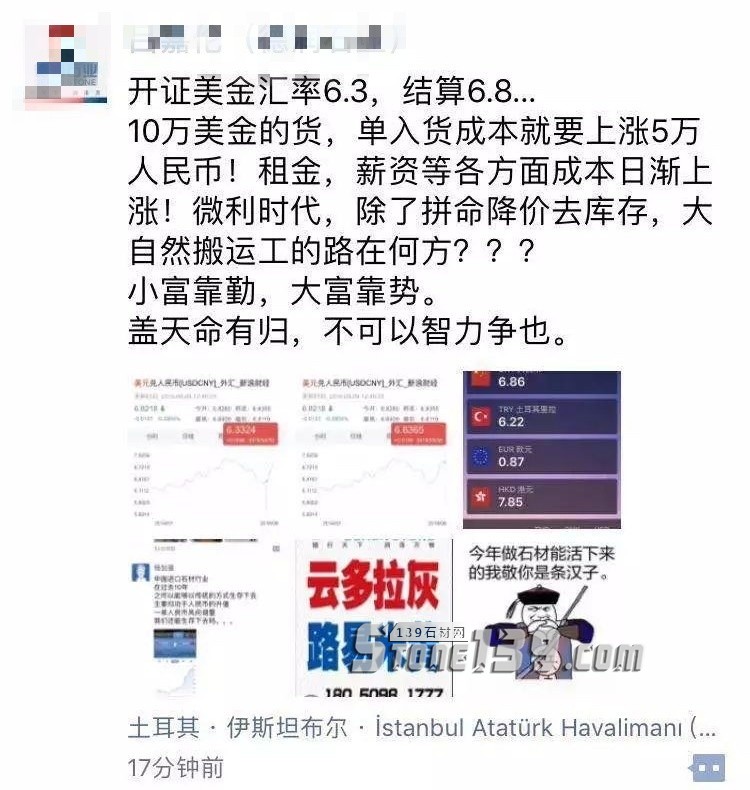 土耳其里拉匯率狂瀉20%，將給石材人帶來什么？