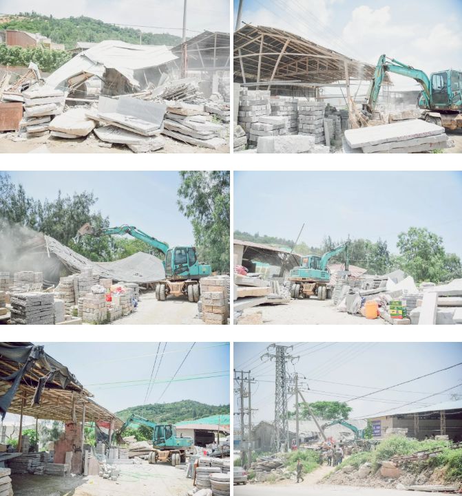 南安市石井鎮“重拳出擊”：取締“三無”石材加工廠，拆除面積總計1670平方米