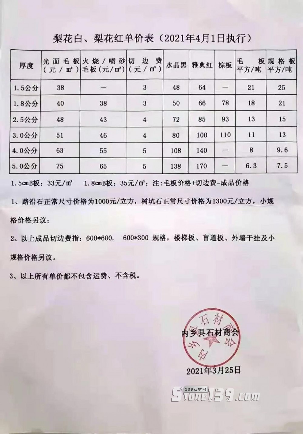 河南內鄉梨花白、梨花紅石材漲價，梨花白梨花紅最新報價單